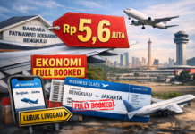 Tiket Pesawat Bengkulu–Jakarta Tembus Rp5,6 Juta