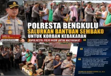Polresta Bengkulu Salurkan Sembako untuk Korban Kebakaran